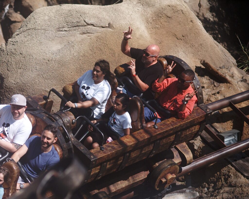 Taking a ride on the Seven Dwarfs Mine Train in the Magic Kingdom at Walt Disney World in Orlando